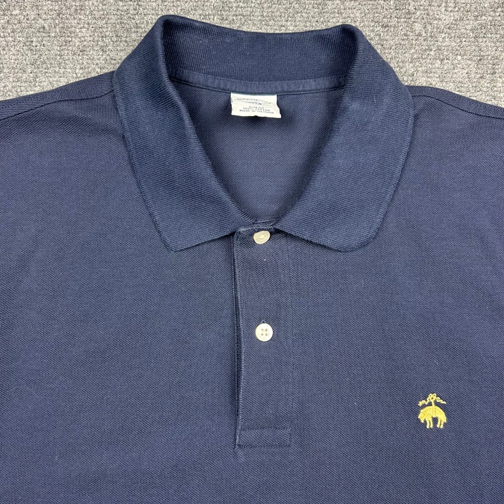 Brooks Brothers 1818 Polo Shirt Mens XL Navy Blue Slim Fit Cotton Short Sleeve